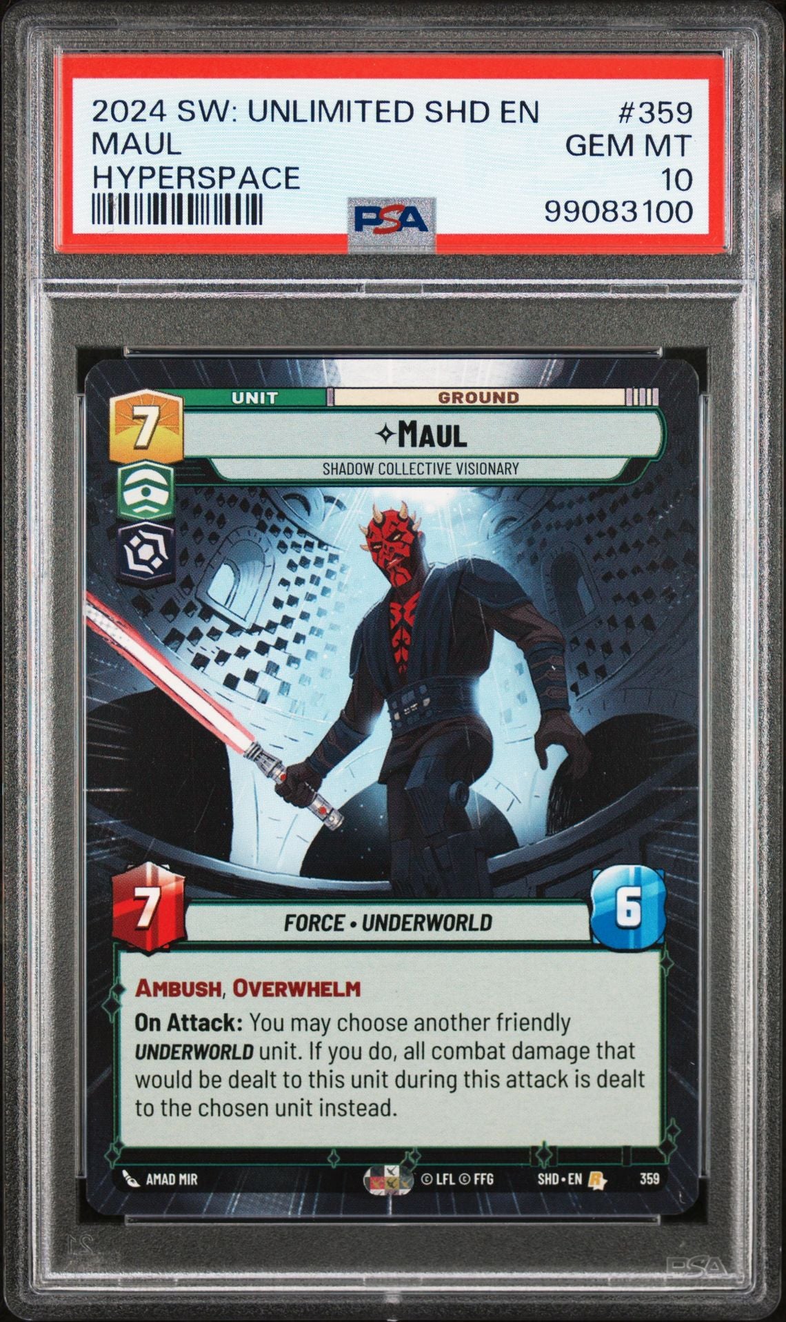 2024 STAR WARS: UNLIMITED SHADOWS OF THE GALAXY 359 MAUL, HYPERSPACE PSA 10