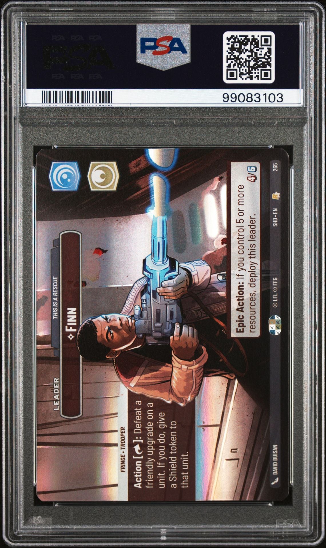 2024 STAR WARS: UNLIMITED SHADOWS OF THE GALAXY 265 FINN, THIS IS A RESCUE SHOWCASE PSA 10