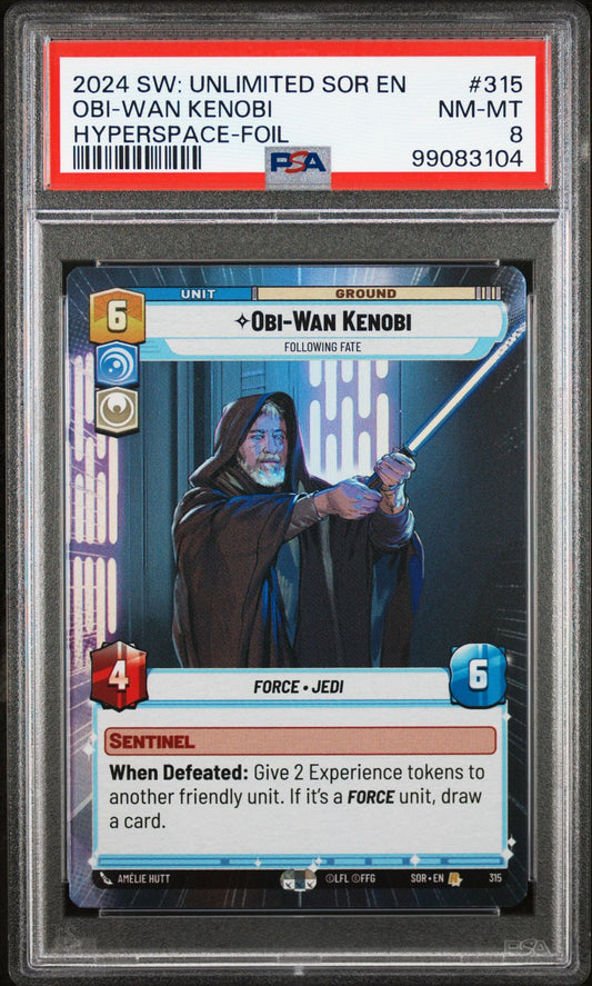 2024 STAR WARS: UNLIMITED SPARK OF REBELLION 315 OBI-WAN KENOBI FOIL PSA 8