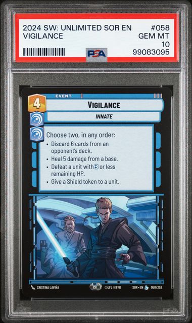 2024 STAR WARS: UNLIMITED SPARK OF REBELLION #058 VIGILANCE PSA 10